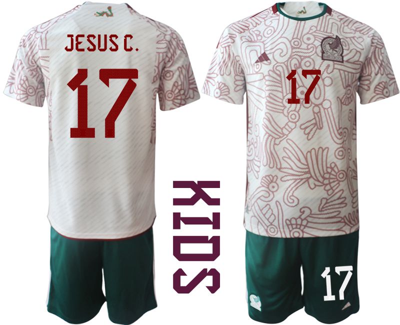 Youth 2022 World Cup National Team Mexico away white 17 Soccer Jersey